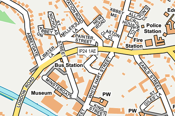 IP24 1AE map - OS OpenMap – Local (Ordnance Survey)
