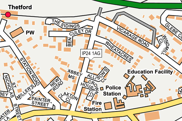 IP24 1AG map - OS OpenMap – Local (Ordnance Survey)