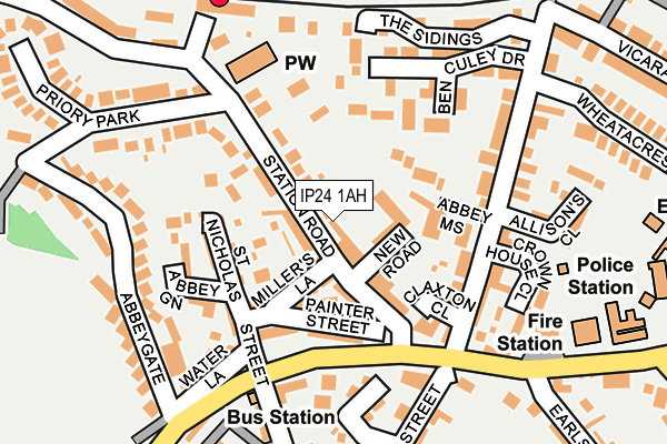 IP24 1AH map - OS OpenMap – Local (Ordnance Survey)