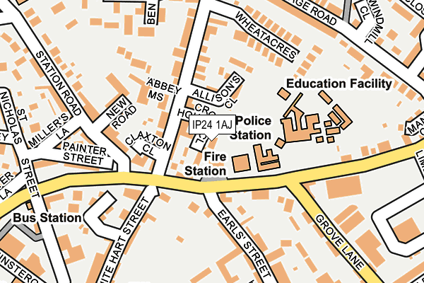 IP24 1AJ map - OS OpenMap – Local (Ordnance Survey)