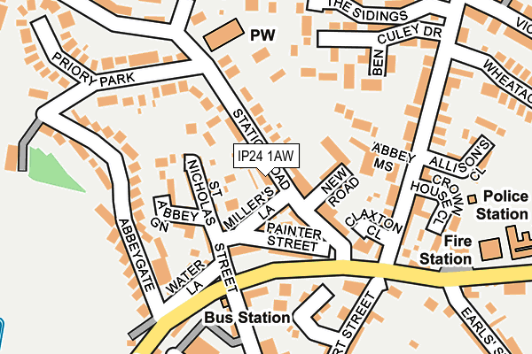 IP24 1AW map - OS OpenMap – Local (Ordnance Survey)