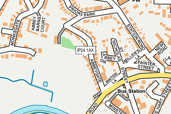IP24 1AX map - OS OpenMap – Local (Ordnance Survey)