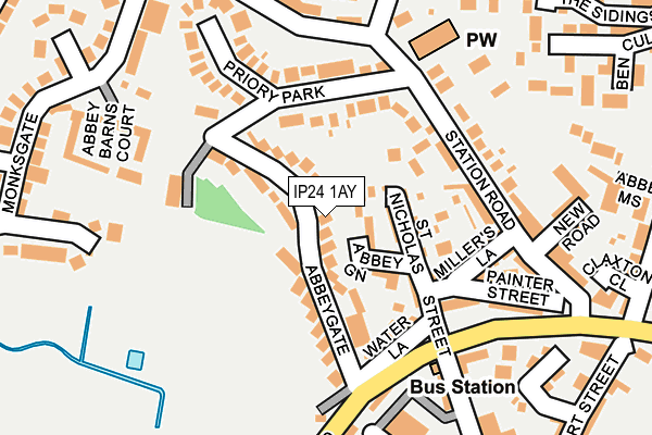 IP24 1AY map - OS OpenMap – Local (Ordnance Survey)