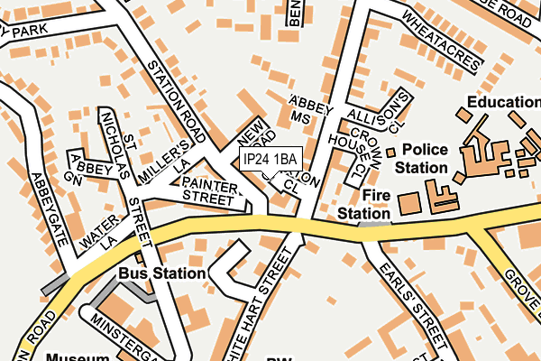 IP24 1BA map - OS OpenMap – Local (Ordnance Survey)