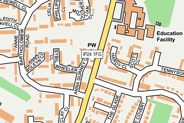 IP24 1FG map - OS OpenMap – Local (Ordnance Survey)