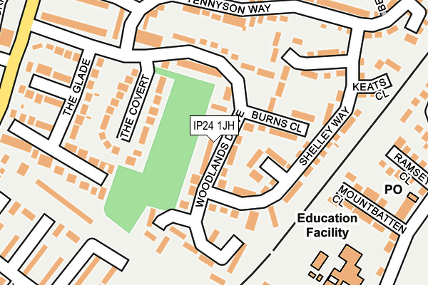 IP24 1JH map - OS OpenMap – Local (Ordnance Survey)