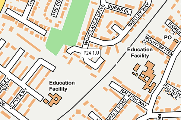 IP24 1JJ map - OS OpenMap – Local (Ordnance Survey)