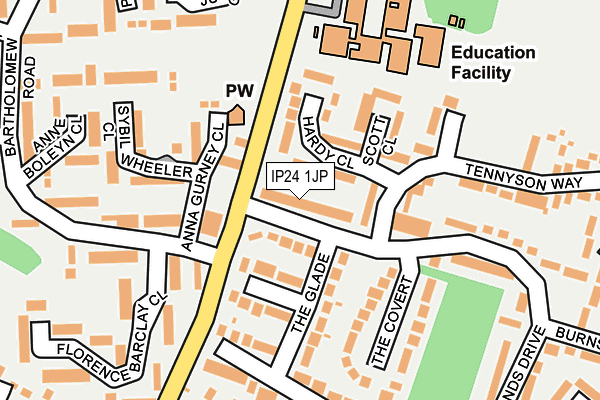 IP24 1JP map - OS OpenMap – Local (Ordnance Survey)