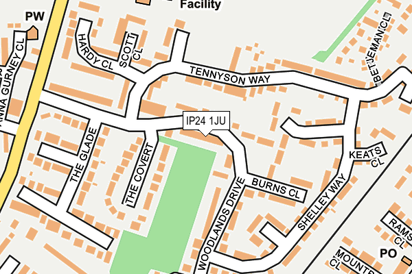 IP24 1JU map - OS OpenMap – Local (Ordnance Survey)