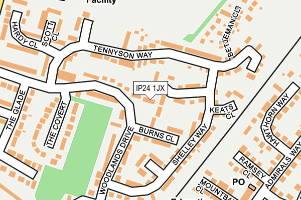 IP24 1JX map - OS OpenMap – Local (Ordnance Survey)