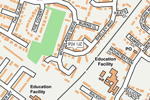 IP24 1JZ map - OS OpenMap – Local (Ordnance Survey)