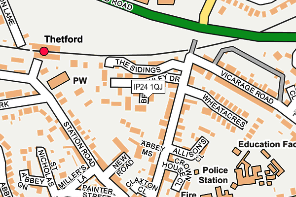 IP24 1QJ map - OS OpenMap – Local (Ordnance Survey)