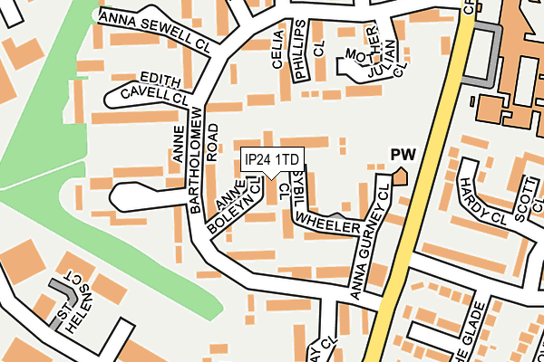 IP24 1TD map - OS OpenMap – Local (Ordnance Survey)