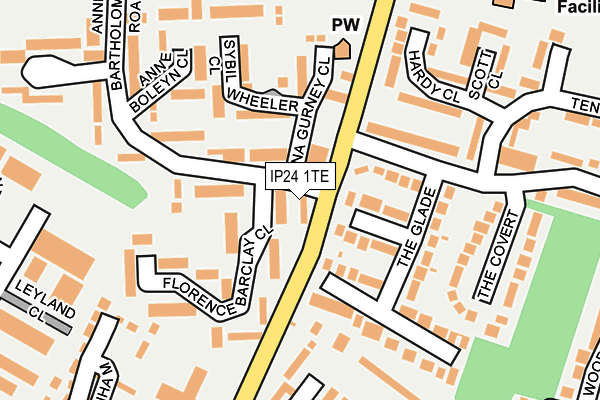 IP24 1TE map - OS OpenMap – Local (Ordnance Survey)