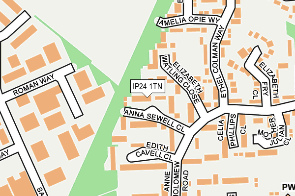 IP24 1TN map - OS OpenMap – Local (Ordnance Survey)