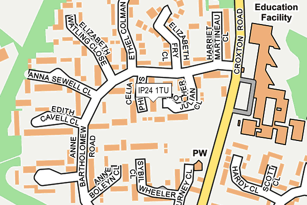 IP24 1TU map - OS OpenMap – Local (Ordnance Survey)