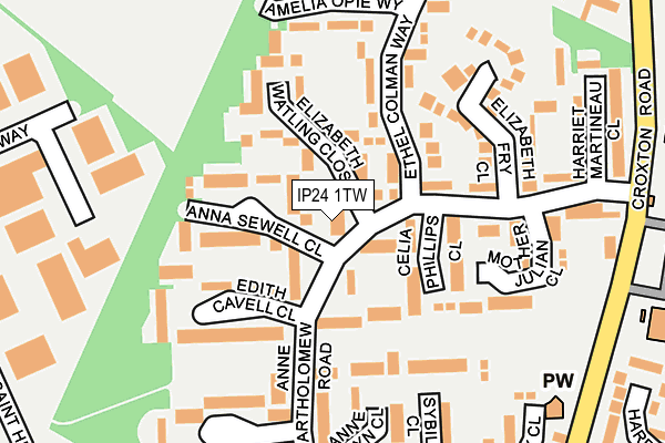 IP24 1TW map - OS OpenMap – Local (Ordnance Survey)