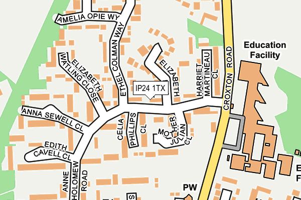 IP24 1TX map - OS OpenMap – Local (Ordnance Survey)