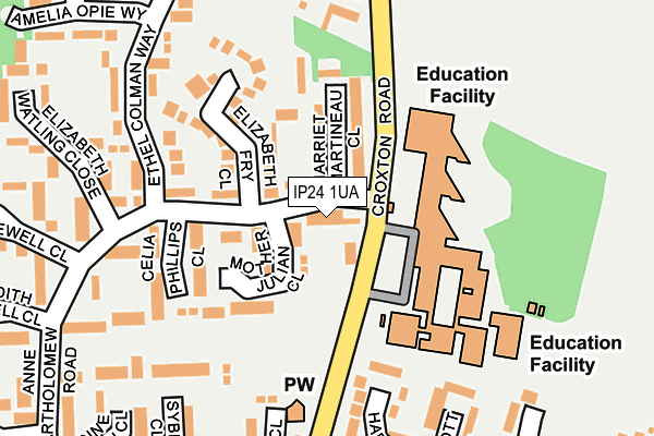 IP24 1UA map - OS OpenMap – Local (Ordnance Survey)