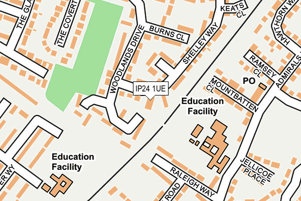 IP24 1UE map - OS OpenMap – Local (Ordnance Survey)