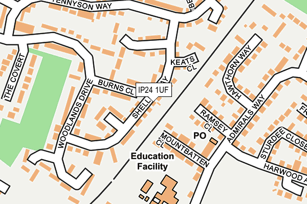 IP24 1UF map - OS OpenMap – Local (Ordnance Survey)