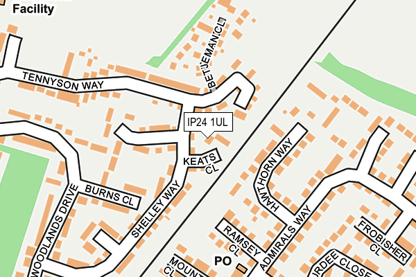 IP24 1UL map - OS OpenMap – Local (Ordnance Survey)