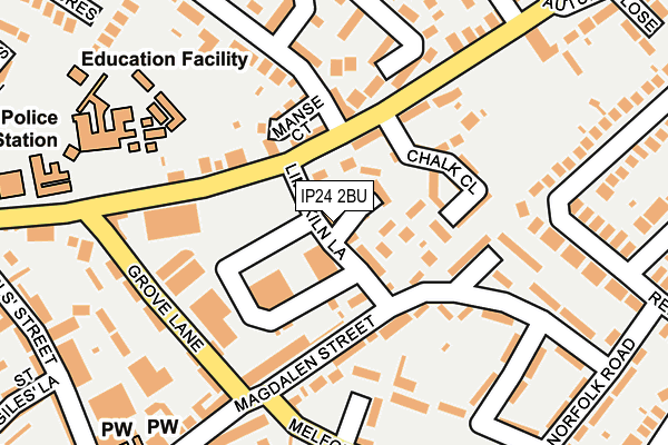 IP24 2BU map - OS OpenMap – Local (Ordnance Survey)