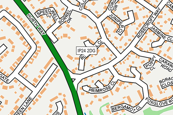 IP24 2DG map - OS OpenMap – Local (Ordnance Survey)