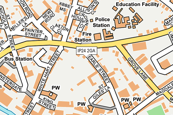 IP24 2GA map - OS OpenMap – Local (Ordnance Survey)