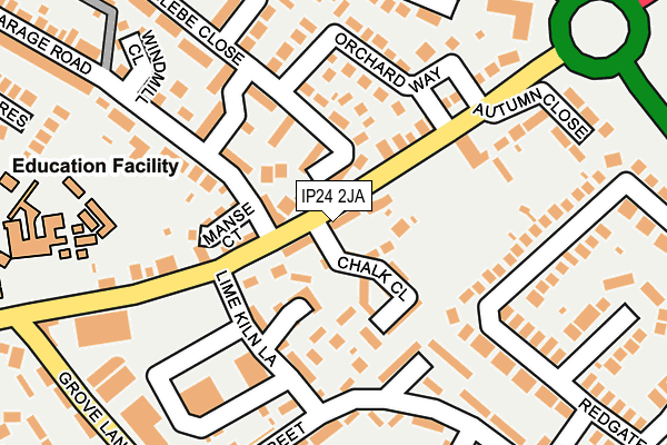 IP24 2JA map - OS OpenMap – Local (Ordnance Survey)
