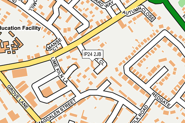 IP24 2JB map - OS OpenMap – Local (Ordnance Survey)