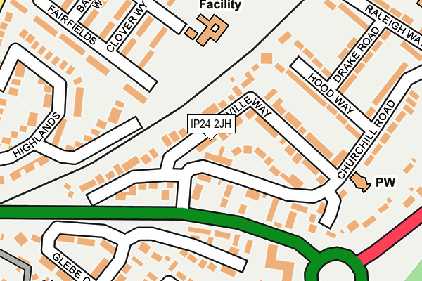 IP24 2JH map - OS OpenMap – Local (Ordnance Survey)