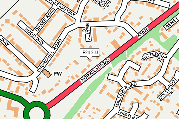 IP24 2JJ map - OS OpenMap – Local (Ordnance Survey)