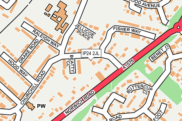 IP24 2JL map - OS OpenMap – Local (Ordnance Survey)