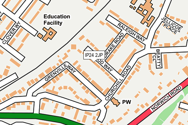 IP24 2JP map - OS OpenMap – Local (Ordnance Survey)