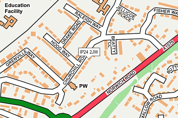IP24 2JW map - OS OpenMap – Local (Ordnance Survey)