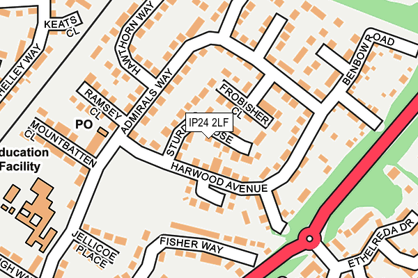 IP24 2LF map - OS OpenMap – Local (Ordnance Survey)