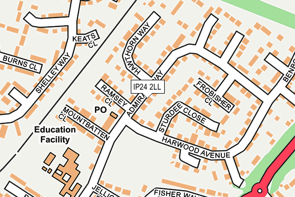 IP24 2LL map - OS OpenMap – Local (Ordnance Survey)