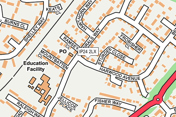 IP24 2LX map - OS OpenMap – Local (Ordnance Survey)