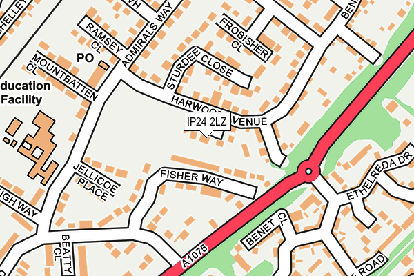 IP24 2LZ map - OS OpenMap – Local (Ordnance Survey)