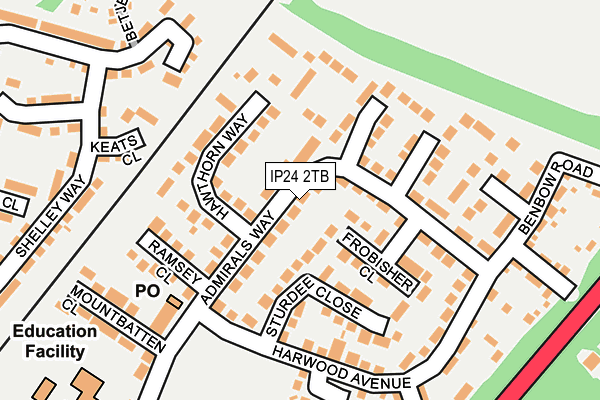 IP24 2TB map - OS OpenMap – Local (Ordnance Survey)