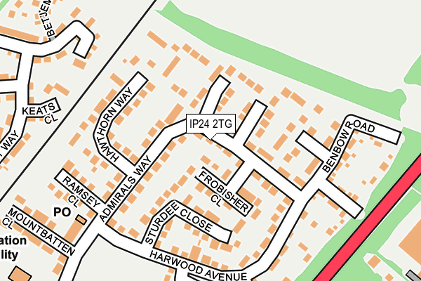 IP24 2TG map - OS OpenMap – Local (Ordnance Survey)