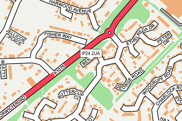 IP24 2UA map - OS OpenMap – Local (Ordnance Survey)
