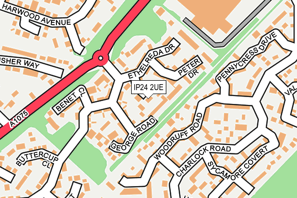 IP24 2UE map - OS OpenMap – Local (Ordnance Survey)