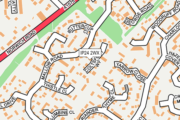 IP24 2WX map - OS OpenMap – Local (Ordnance Survey)