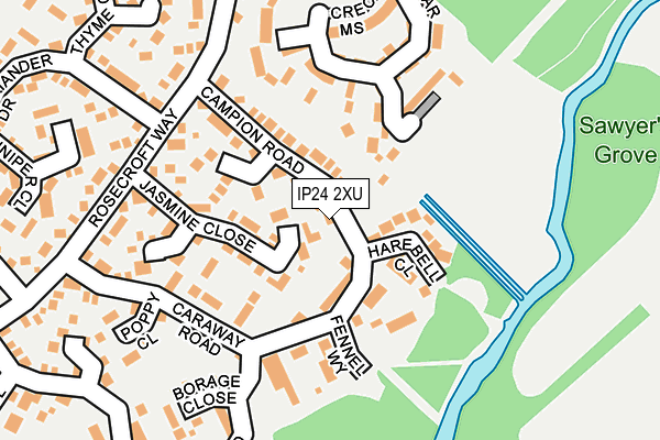 IP24 2XU map - OS OpenMap – Local (Ordnance Survey)