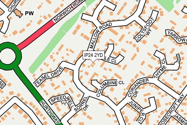 IP24 2YD map - OS OpenMap – Local (Ordnance Survey)