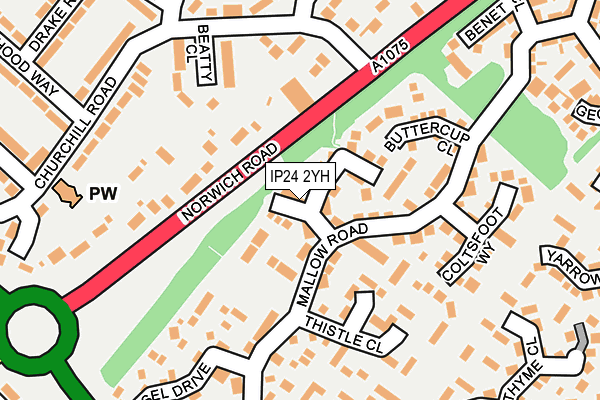 IP24 2YH map - OS OpenMap – Local (Ordnance Survey)