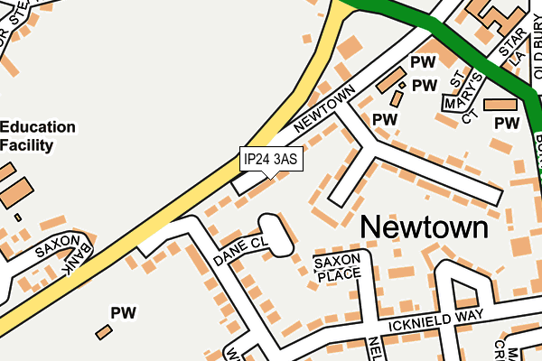 IP24 3AS map - OS OpenMap – Local (Ordnance Survey)