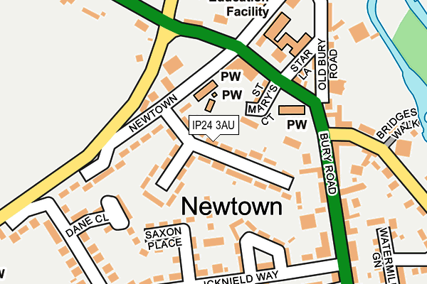 IP24 3AU map - OS OpenMap – Local (Ordnance Survey)